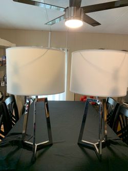 Pair of Modern Chrome Table Lamps