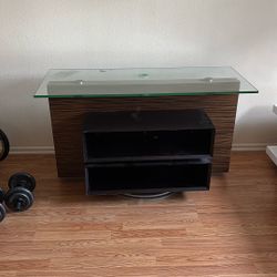 Glass Top Swivel TV Stand 