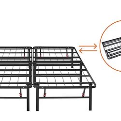 Metal Platform Bed Frame with Tool Free Setup, 14 Inches High, Queen, Black