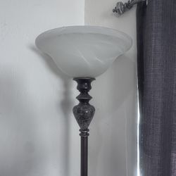 Modern Torchiere Floor Lamp w/ Frosted Glass Shade – Great Living Room Light