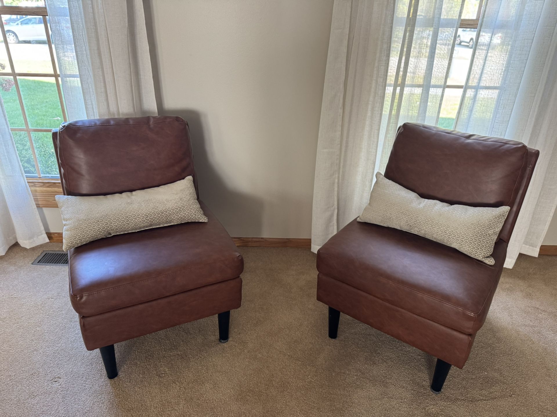 Brown Leather Accent Chairs 