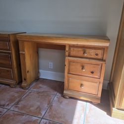 Wood Dresser And Desk Set