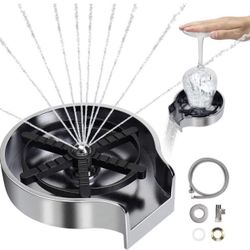 Automatic Glass Rinser 10 Water Spraying Holes Bar Coffee Cup Cleaner Kitchen Sink Washer Baby Bottle Cleaner Accessories