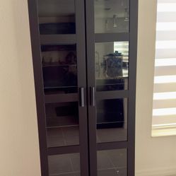 Black Glass Door Cabinet/Bookcase
