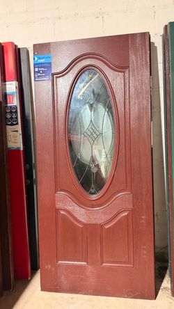BURGUNDY BROWN OVAL EXTERIOR DOOR 36 x 80