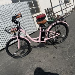 Viribus 26" Electric Bike 7 Speed for Adults Beach Cruiser E-bike with 36V 13Ah Battery, Pink