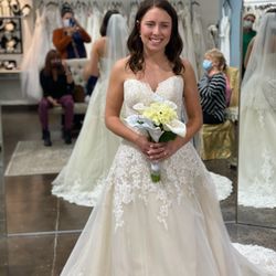IVORY Strapless A-line Wedding dress with Floral Lace