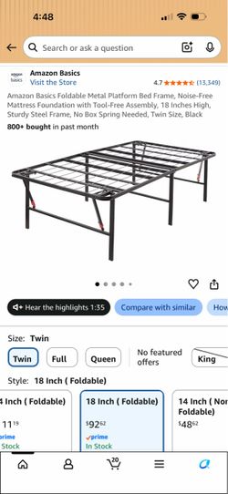 Twin bed with mattress