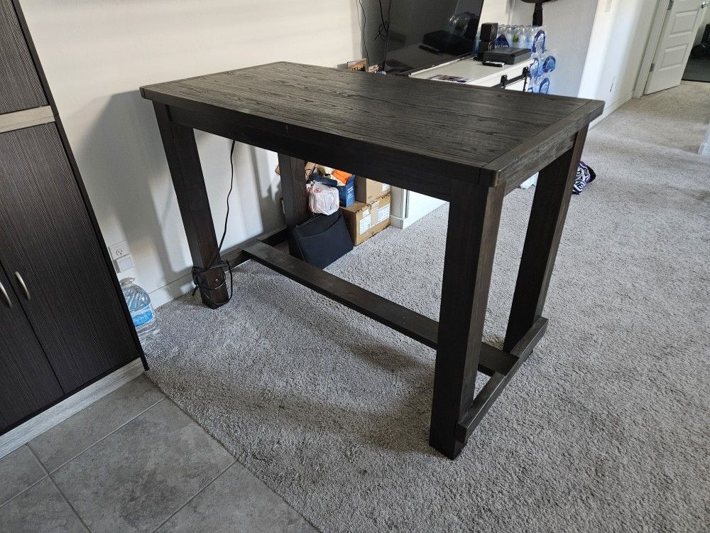 Drewing Bar Height Table with Outlets (Dark Brown)