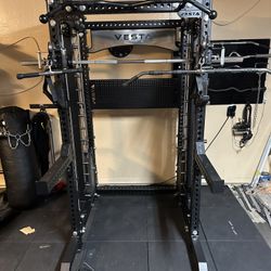 PRO SERIES Ultimate Half Rack Functional Trainer w/Smith Machine Bar | 400lb Stack | Gym Equipment | Fitness | Commercial | Squat Rack 