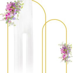 Arch Backdrop Stand Set of 2 Metal Arched Frame () for Parties 6.6FT, 5FT Gold