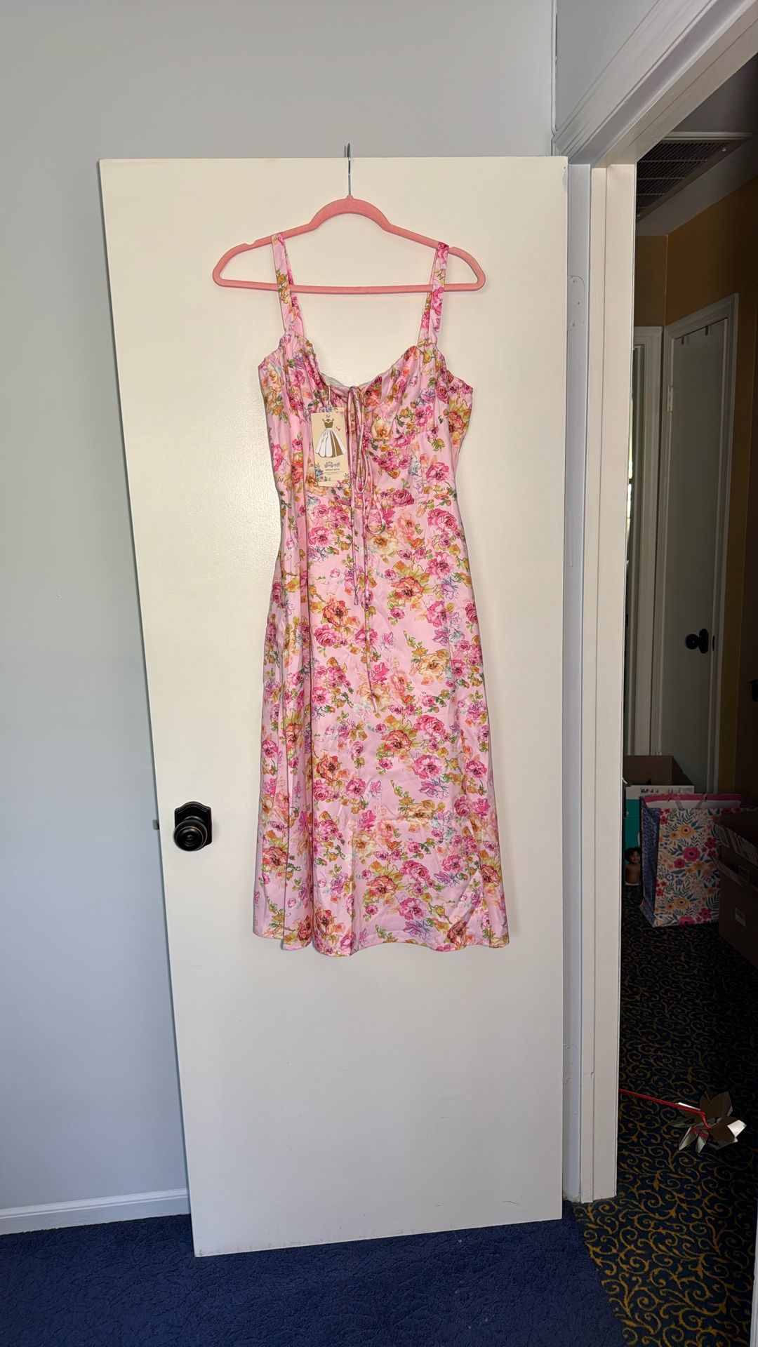 Women Floral Corset Sleeveless Square Neck Spaghetti Straps Sundress