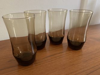 Vintage Mid Century Smoked Tawny Brown Tumbler Glasses