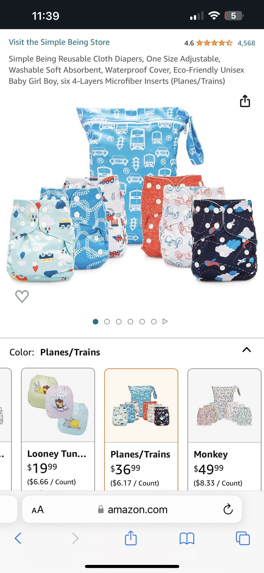 6 Simple Being Cloth Diapers NB