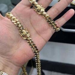 10MM Cuban Link Set 14k Gold Plated 