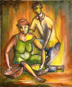 Harvest Harmony , Oil On Canvas By Jean Henry