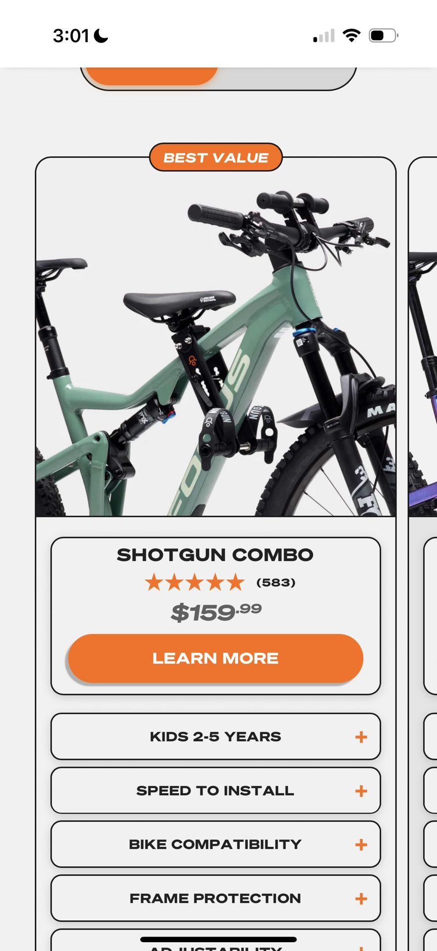 Shotgun Kids Bike Seat (comes with installation Tool Kit)