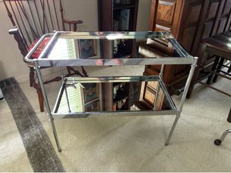 Chrome Glass Mirror Bar Cart