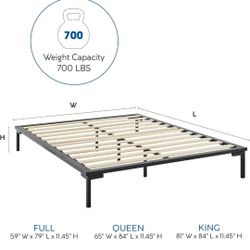 Classic Brands Coventry Wood Slat And Black Metal Platform Bed Frame Base King
