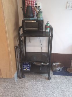 Black Rolling Kitchen Cart / Bar Cart Shelves