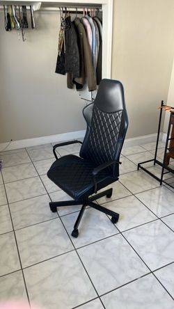 Black Gaming Chair with Blue Trim