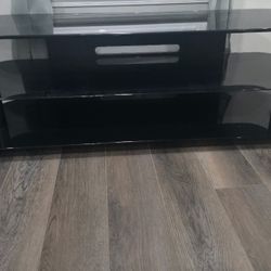 Black Glass TV Stand With 3 Shelves 