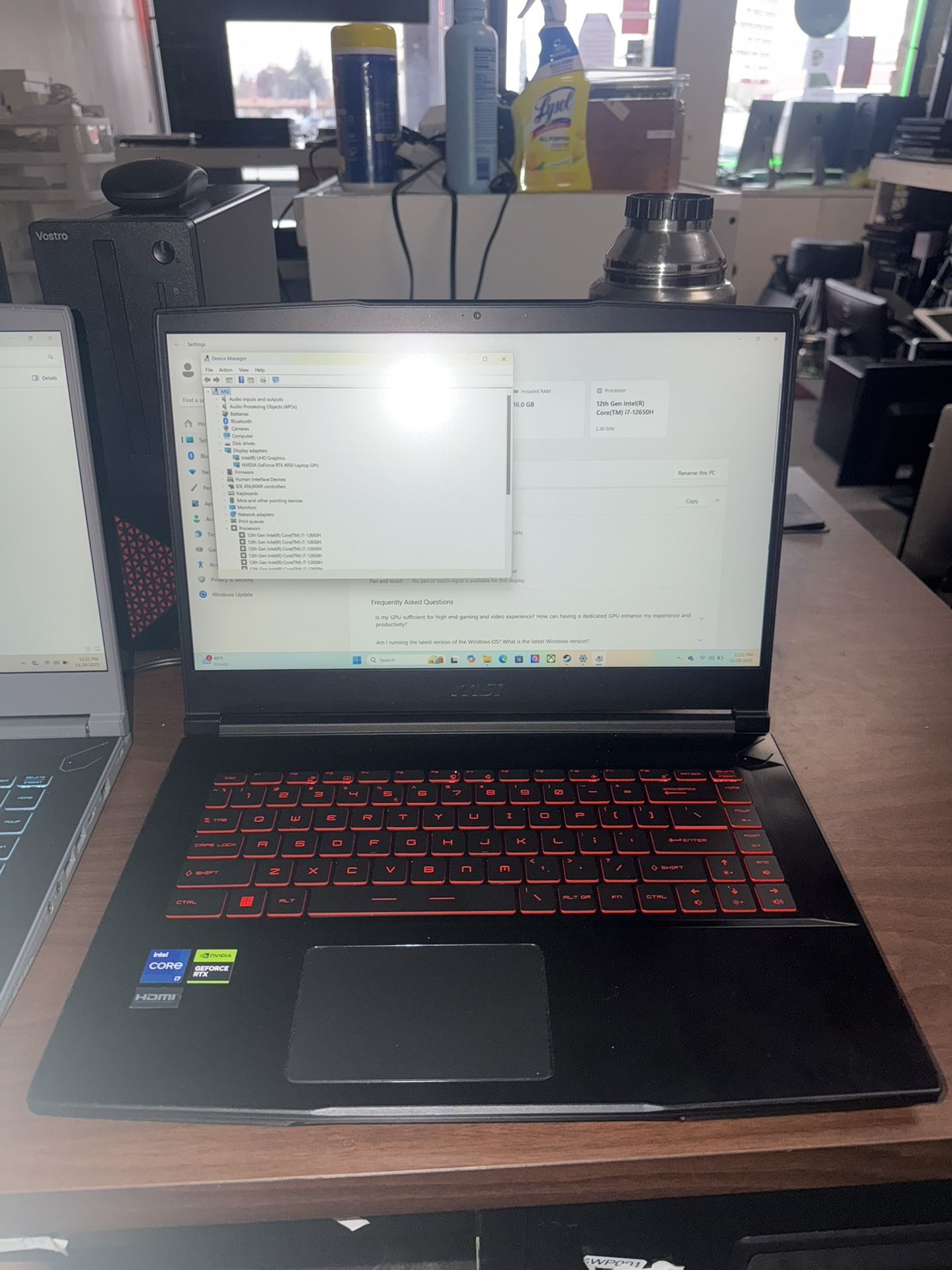 MSI GF63 GAMING LAPTOP NVIDIA RTX 4050 16GB/512 NVME SSD WIN 11 PRO  