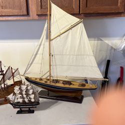 Set Of 4 Decorative Ship Replicas