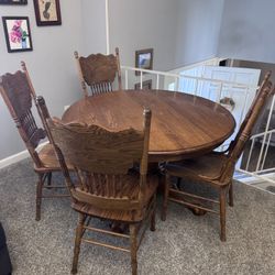Solid Wood Dining Table With Four Chairs