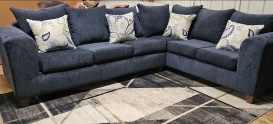 Navy Blue Fabric Sectional Sofa