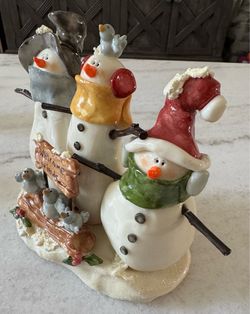 Nancye Williams 1999/2002 Porcelain Snowmen Figurines. Rare Find! See Below Description: