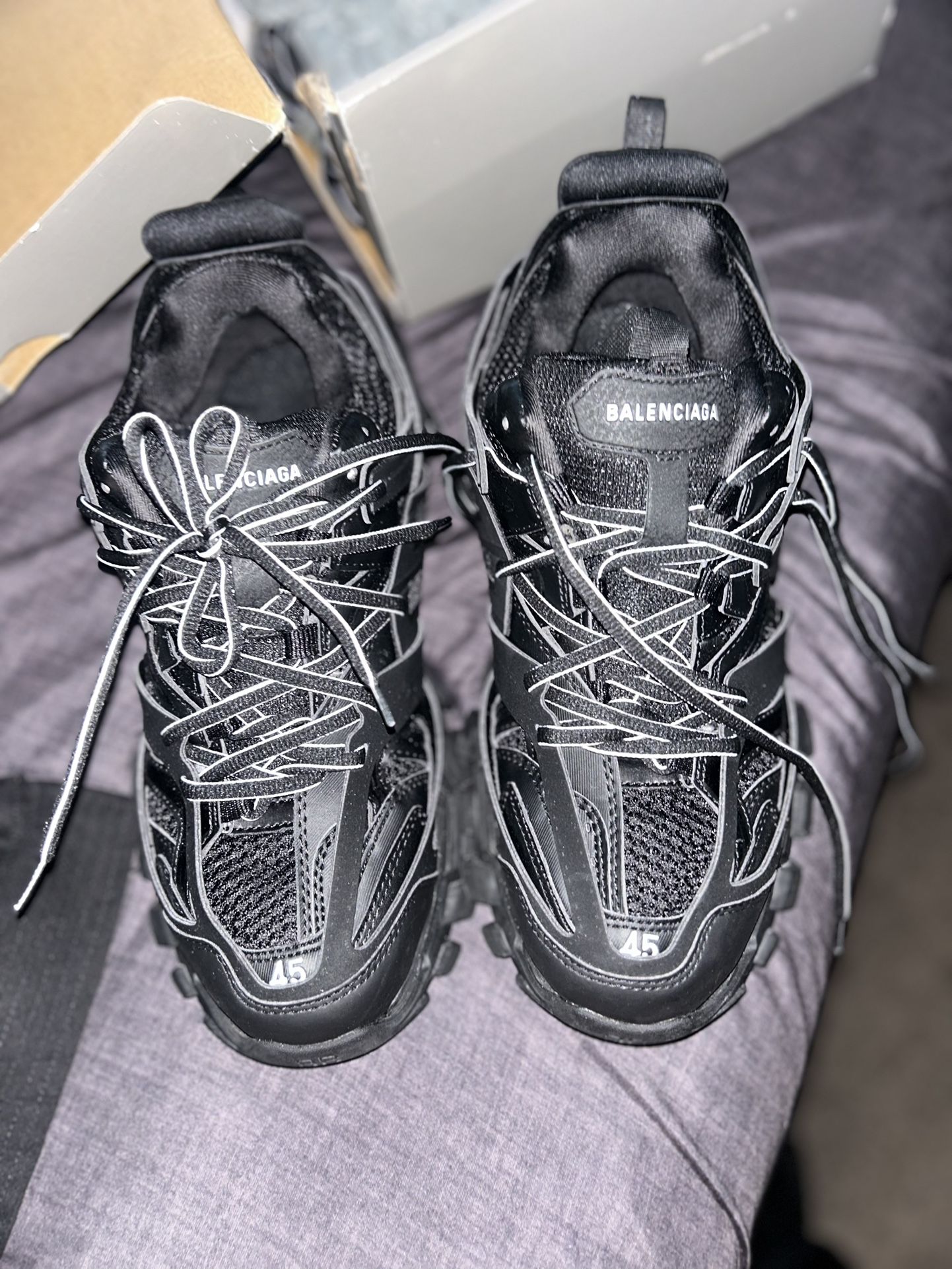 Black An Sliver Balenciaga Tennis Shoe Size 12/45 Men