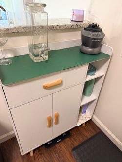 White Storage Cabinet with Side Shelves