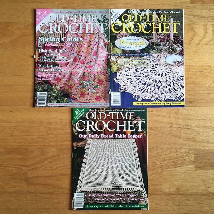 Lot of 3 Old Time Crochet Magazines Patterns