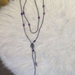 Peacock Freshwater Pearls Handmade Necklace With Amethysts