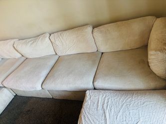 Cream Corduroy Sectional Sofa