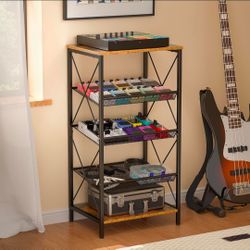 ThreeHio Guitar Pedal Organizer, 5 Tier Tuner Pedal Storage Shelf, Vintage Pedal Board Holder Stand