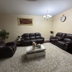 Reclining Leather Sofa Set