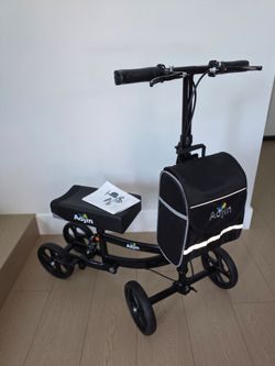 Aojin Knee Scooter for Adults for FootInjuries, 300lbs Capacity, All Terrain Foldable Knee Scooter Walker with Bag
