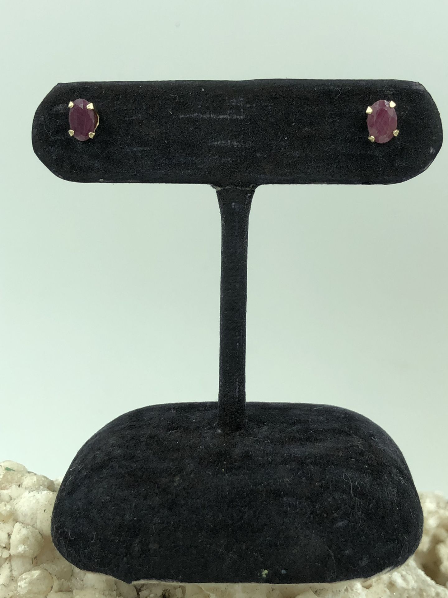 14KT Yellow Gold .86 Carat Ruby Stud Earrings