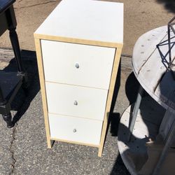Drawer Unit White And Tan Solid Wood