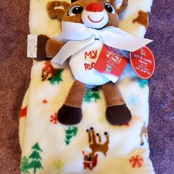 Rudolph The Red-Nosed Reindeer Plush Blanket 30x34 & Stuffed Toy -Gift Blanket

Plush Stuffed Rudolph toy 
Blanket will keep your baby cozy and is per