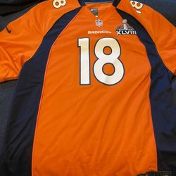 Super Bowl XVIII Logo Broncos 18 Manning XXL Jersey