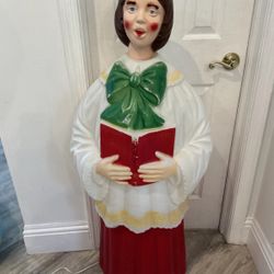 Vintage 50" Empire Blowmold Caroler Girl Needs New Light