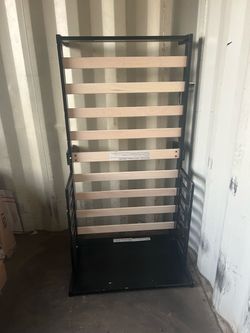 Black Wood Bed Frame with Wood Slats