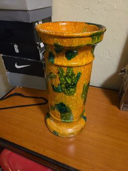 Ceramic Vase with Orange and Green Glaze