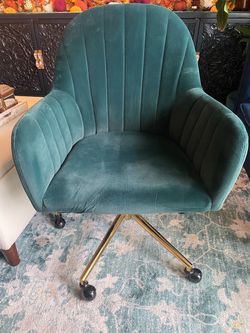 Dark Green Velvet Desk Chair
