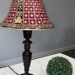 Oriental Asian Accent Lamp With Hand Painted Ceramic Shade.