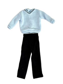 Blue Sweater and Black Corduroy Pants from Vintage 1999 Mattel “Ken Styles, Fashion Avenue – Museum Day Fashion #25752”