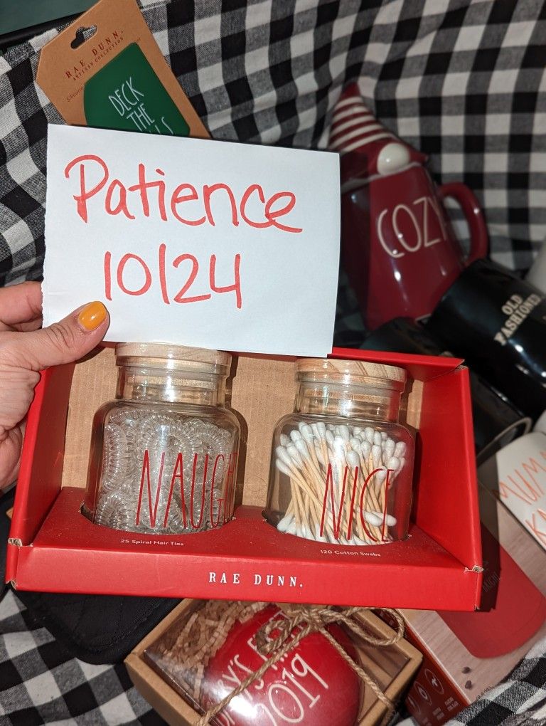Rae Dunn Naughty Nice Hair Ties And Qtips